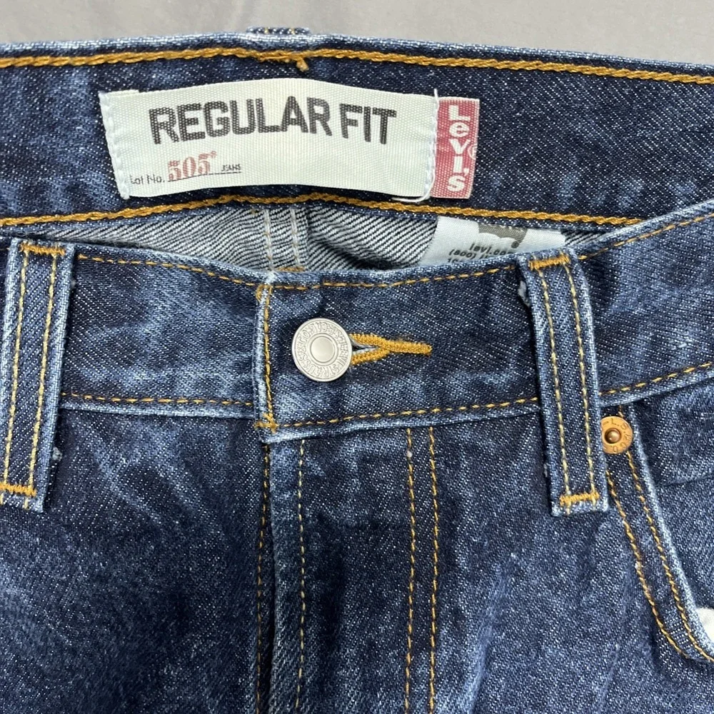 Levi's 505 Men's Jeans 32x34 Regular Fit Straight Leg Dark Indigo‎ Blue Denim